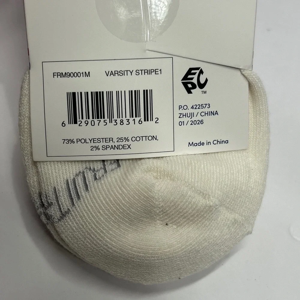 Fruit of the Loom Mens 6 Pair Mid-Crew Socks Varsity Stripe Grey White FRM90001M